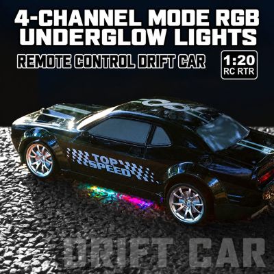 Dodge Challenger SRT Hellcat App-Controlled 4WD RC Drift Car (1:20 Scale) with LED Underglow