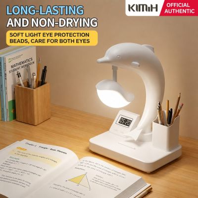 Dolphin Rechargeable LED Study Desk Lamp with Clock & Pen Holder – 2400mAh