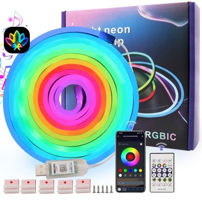 RGB-IC Smart Neon LED Strip Light 5 Meter (16 feet) with Apps & Remote Control — Home Decoration (view 5)