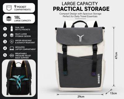 Legion Premium 18L Backpack | Water Resistant Laptop Backpack — Bag & Travel (view 3)