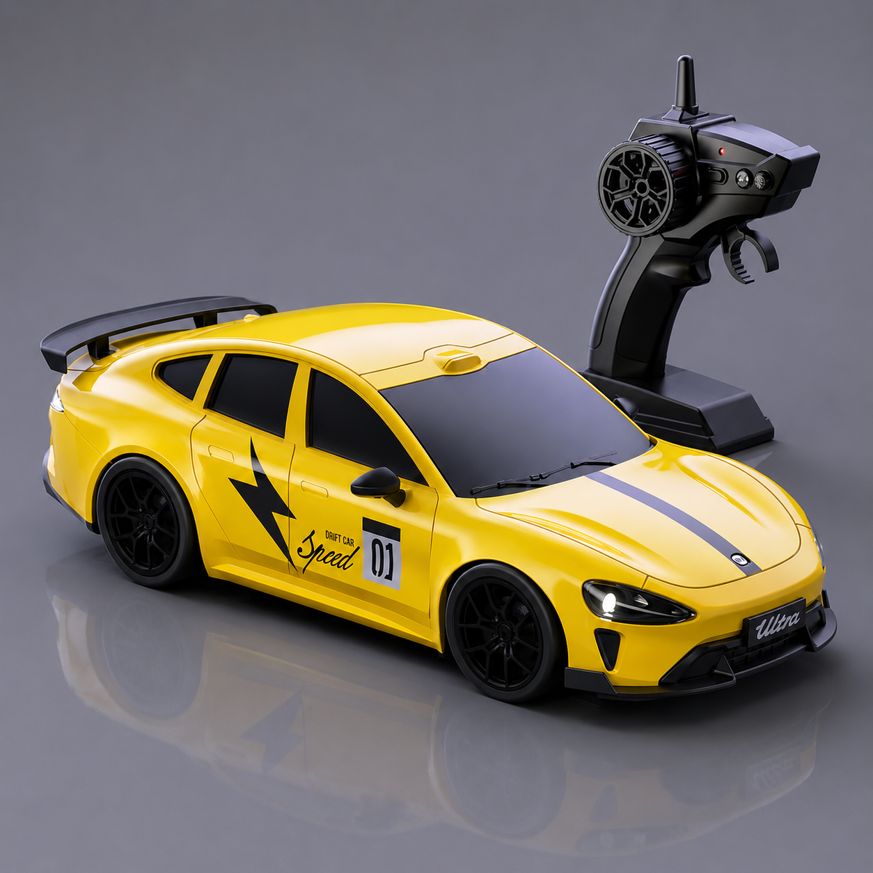 Xiaomi SU7 Style 1:24 Scale 4WD Drift RC Car – Yellow Edition | 2.4GHz Remote Control Racing Car