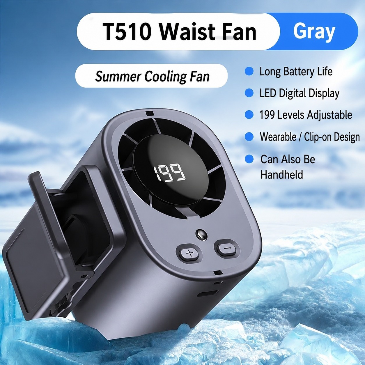 Portable Waist Clip Mini Fan Rechargeable
