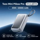 Tezo Mini Pro 45W Fast Charging Power Bank 20000mAh with Dual Built-in Cables & Digital Display