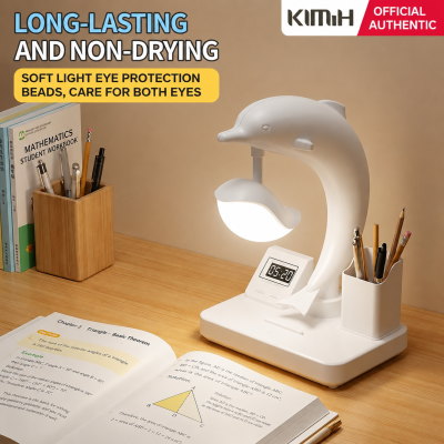 Dolphin Rechargeable LED Study Desk Lamp with Clock & Pen Holder – 2400mAh